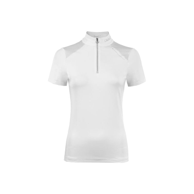 Ladies Short Sleeve Competition Half Zip Show Shirt - White