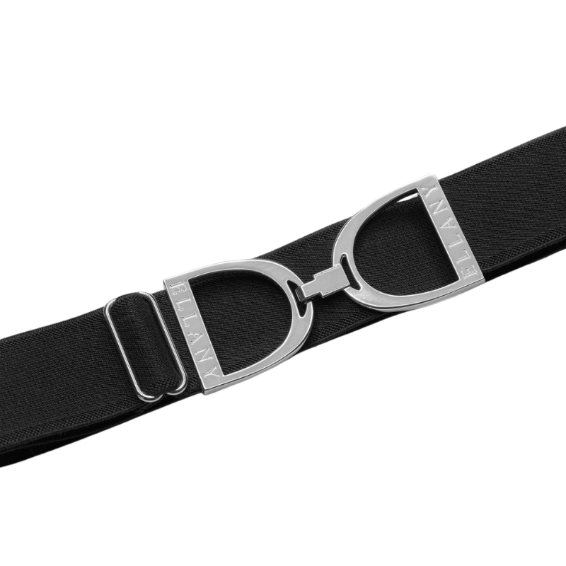 1.5" Silver Stirrup Elastic Belt - Black