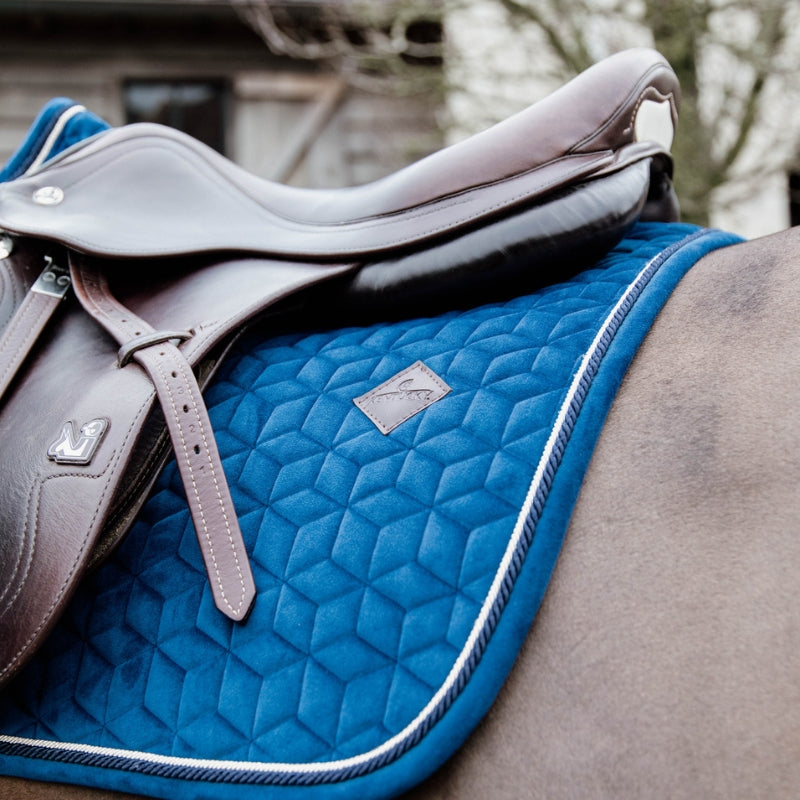 Basic Velvet Jumping Saddle Pad - Navy