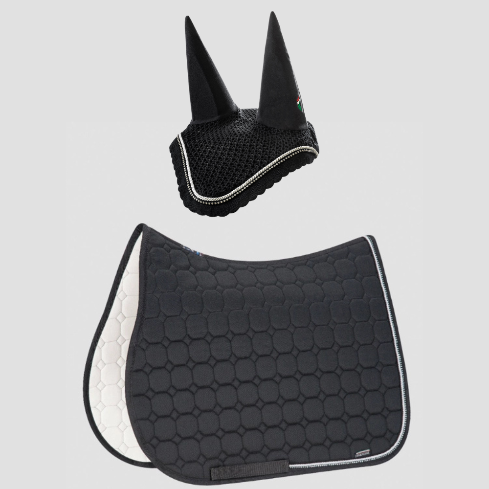 Combiset Rio Jumping Saddle Pad & Fly Hood - Black