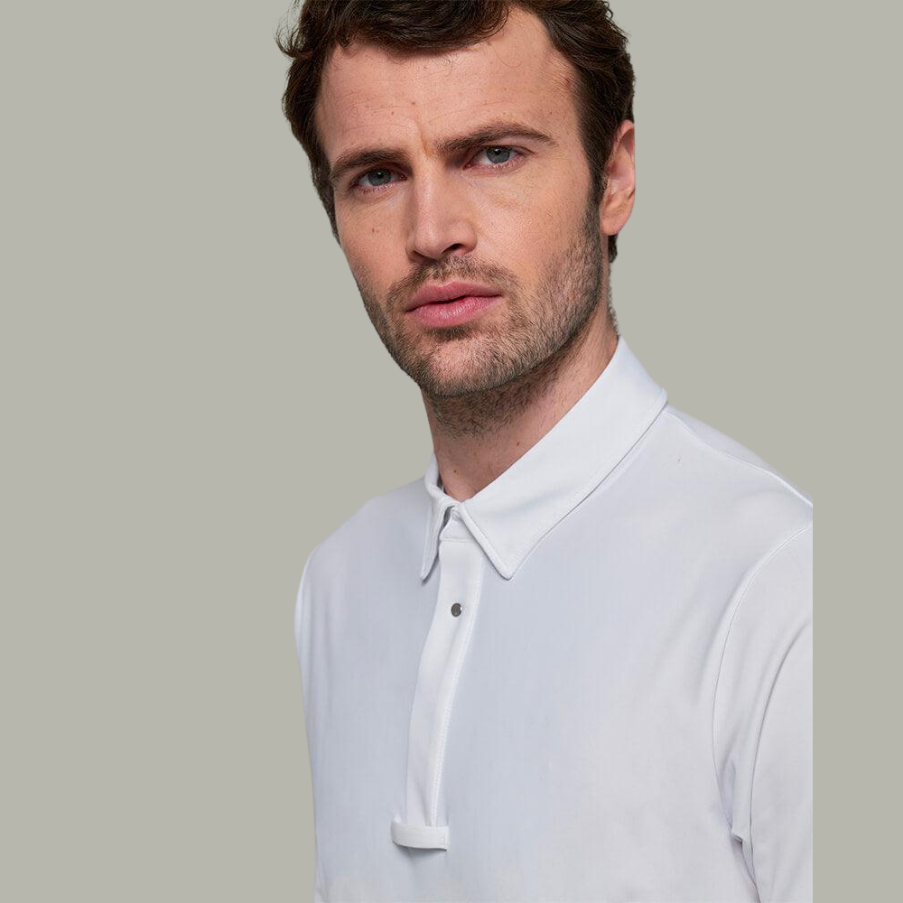 Mens Vitali Long Sleeve Show Shirt - White