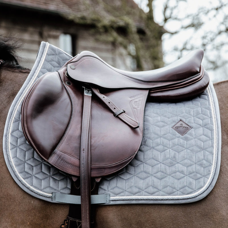 Basic Velvet Jumping Saddle Pad - Grey