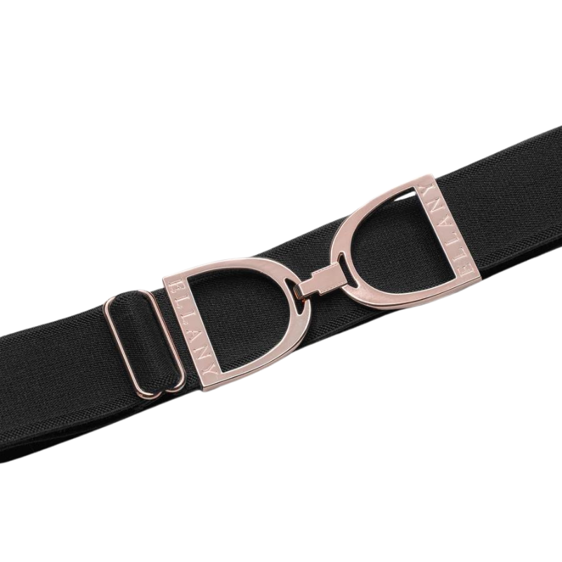 1.5" Rose Gold Stirrup Elastic Belt - Black