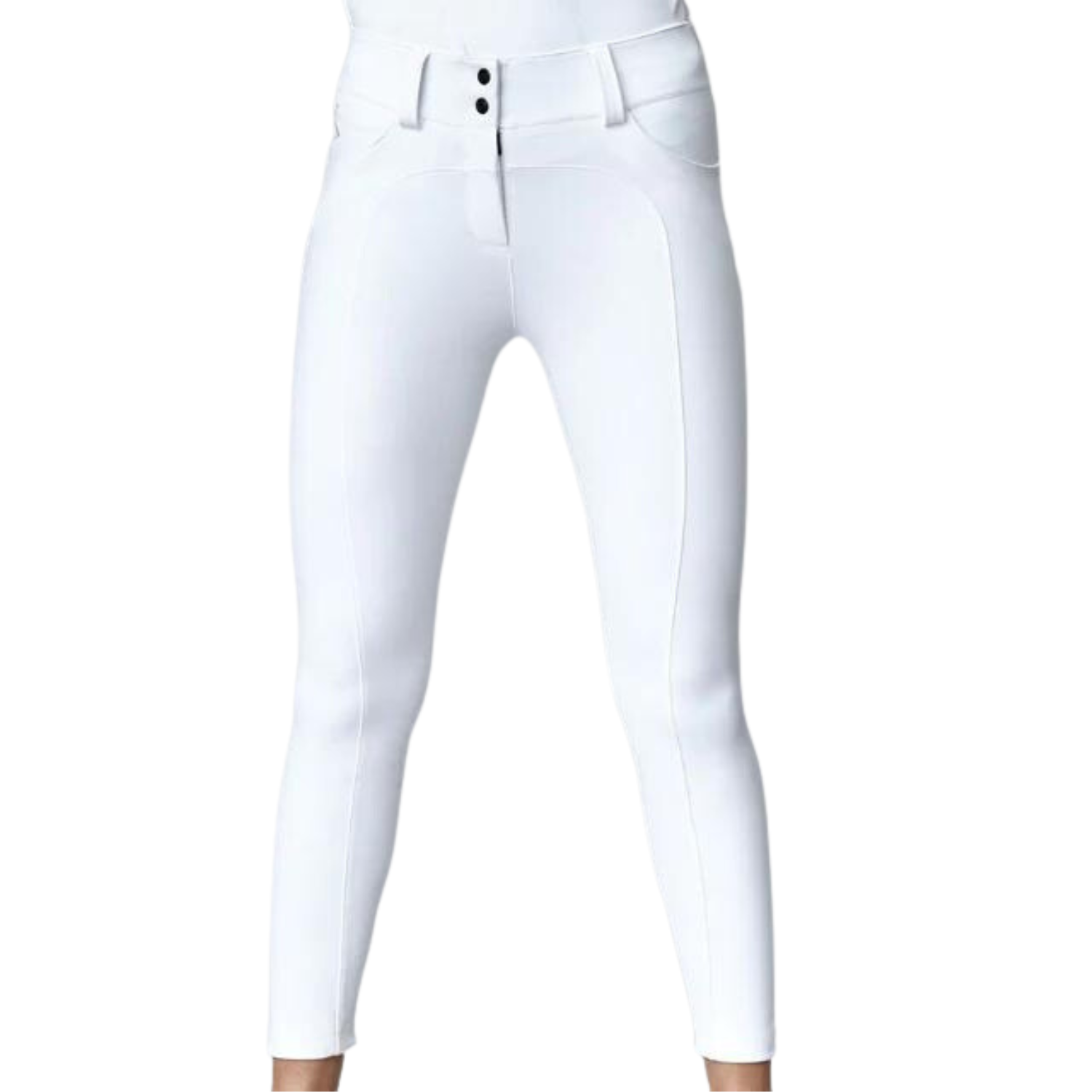 Ladies Compression High Rise Performance Knee Grip Breeches - White