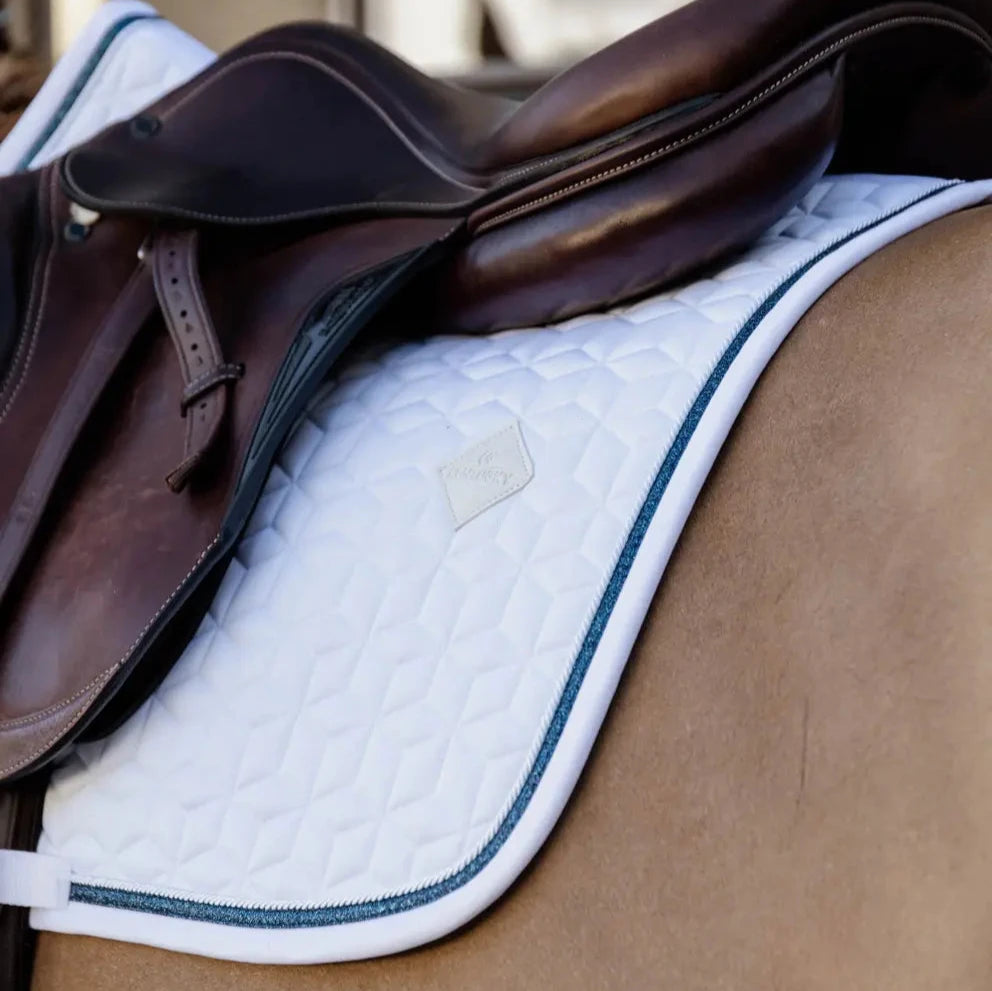 Glitter Rope Saddle Pad - White/Navy