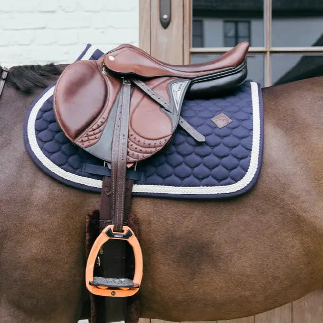 Plaited Cord Jumping Saddle Pad - Navy