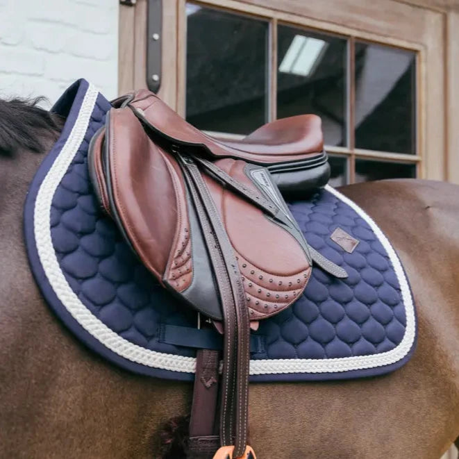 Plaited Cord Jumping Saddle Pad - Navy