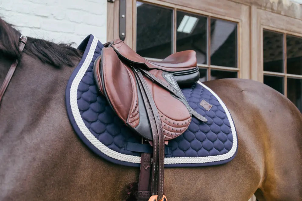 Plaited Cord Jumping Saddle Pad - Navy