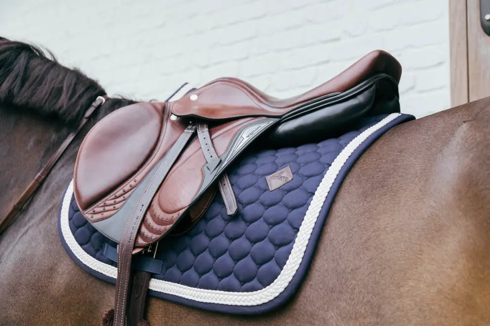 Plaited Cord Jumping Saddle Pad - Navy