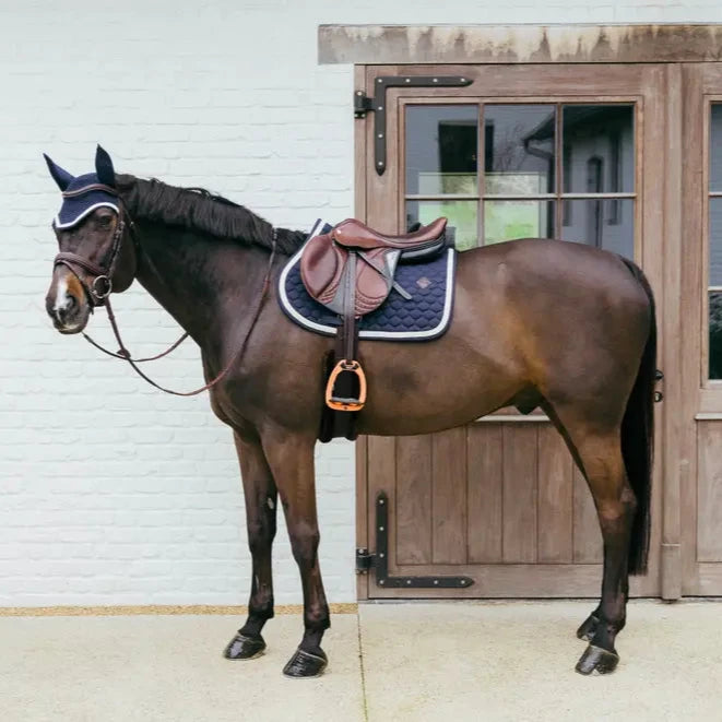 Plaited Cord Jumping Saddle Pad - Navy