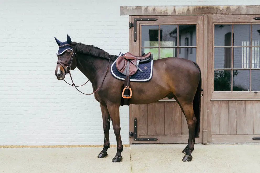 Plaited Cord Jumping Saddle Pad - Navy