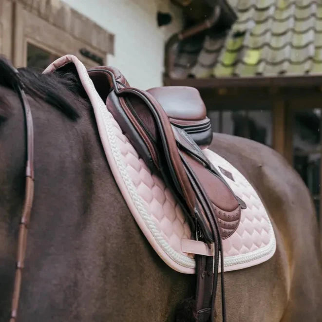 Plaited Cord Jumping Saddle Pad - Light Rose