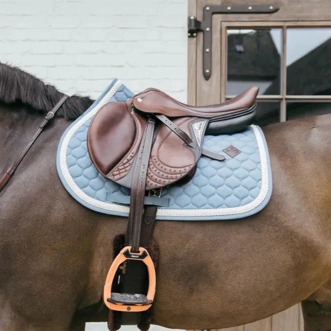 Plaited Cord Jumping Saddle Pad - Light Blue