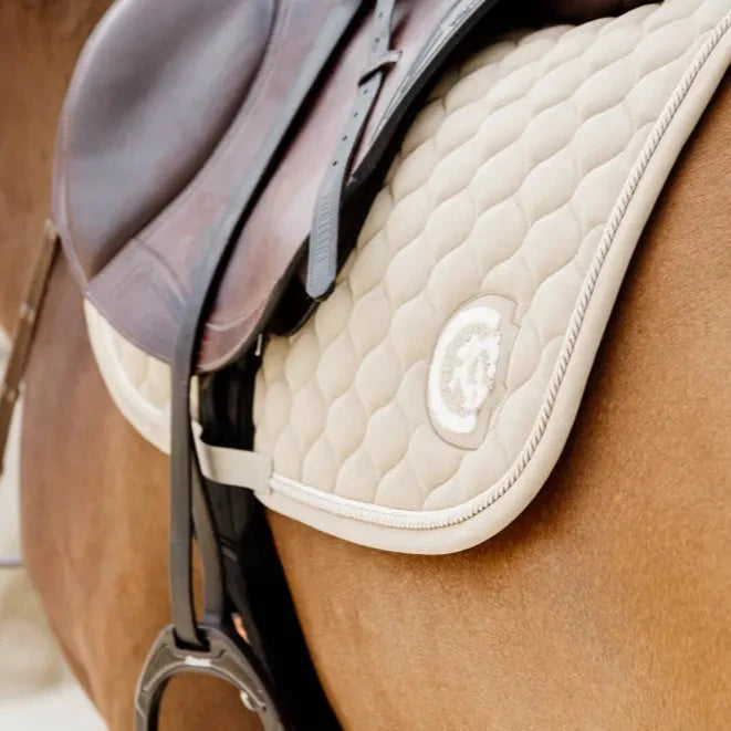 Onion Quilt 3D Logo Jumping Saddle Pad - Beige