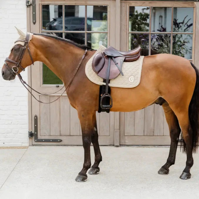 Onion Quilt 3D Logo Jumping Saddle Pad - Beige