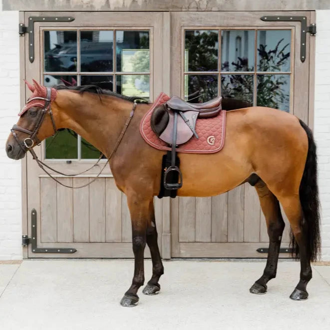 Onion Quilt 3D Logo Jumping Saddle Pad - Fuchsia