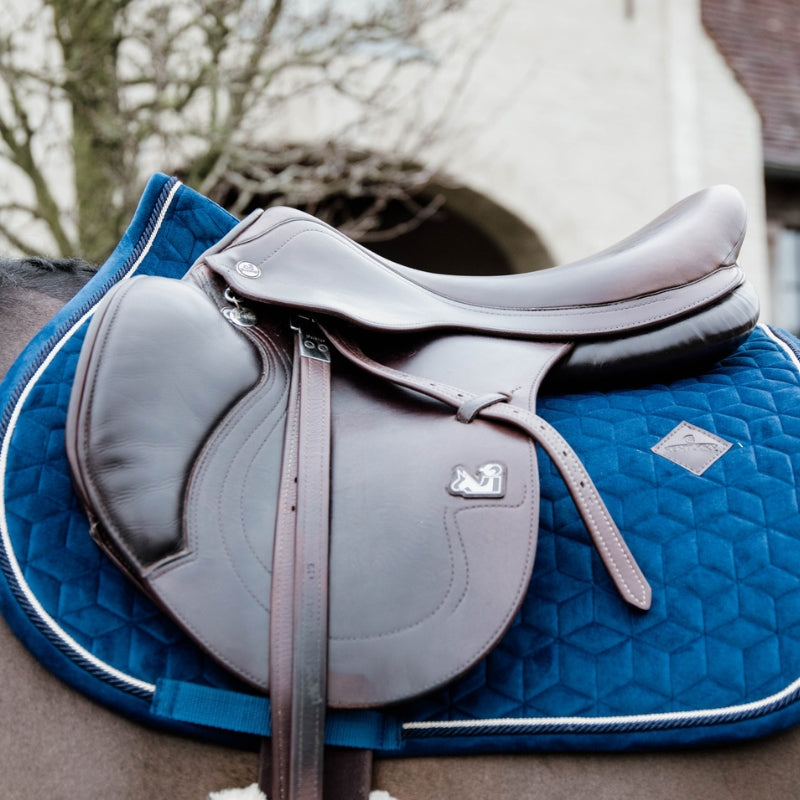 Basic Velvet Jumping Saddle Pad - Navy