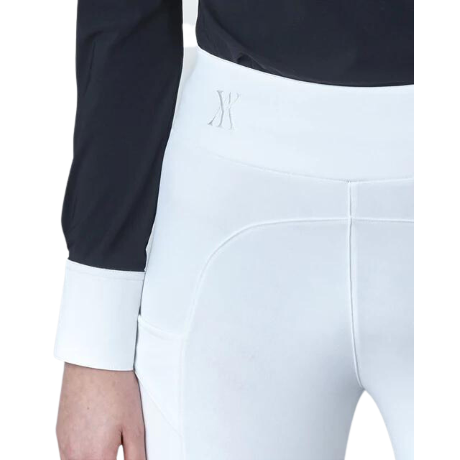 Ladies Compression Pull-On Knee Grip Breeches - White