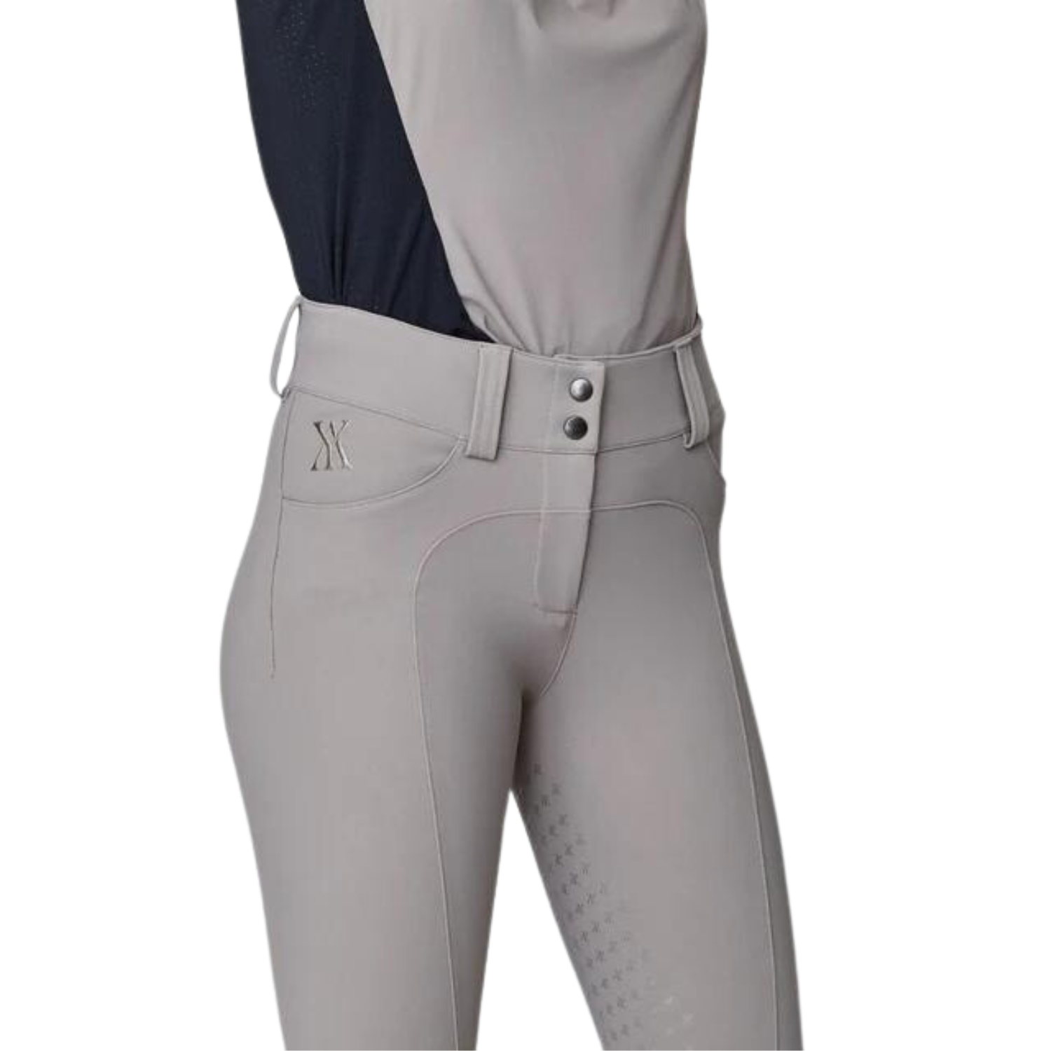 Ladies Compression High Rise Performance Knee Grip Breeches - Taupe