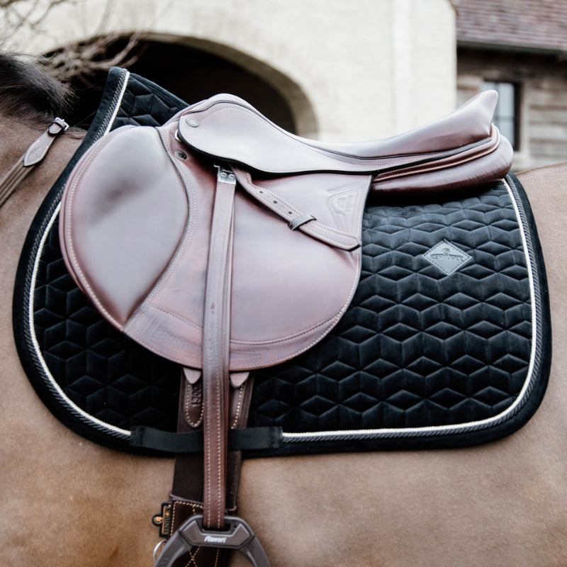 Basic Velvet Jumping Saddle Pad - Black