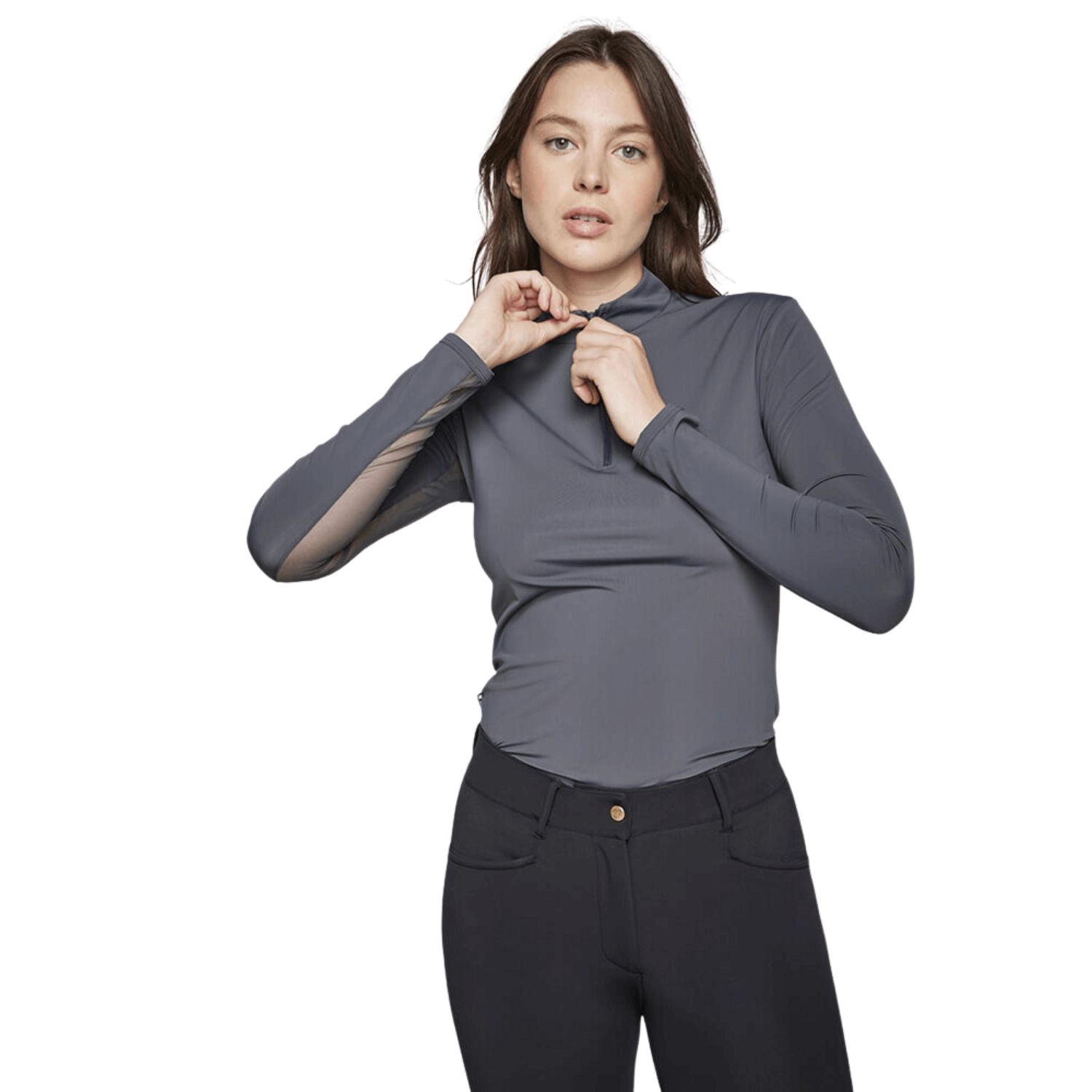Ladies Indie New Long Sleeve Training Polo - Storm Grey