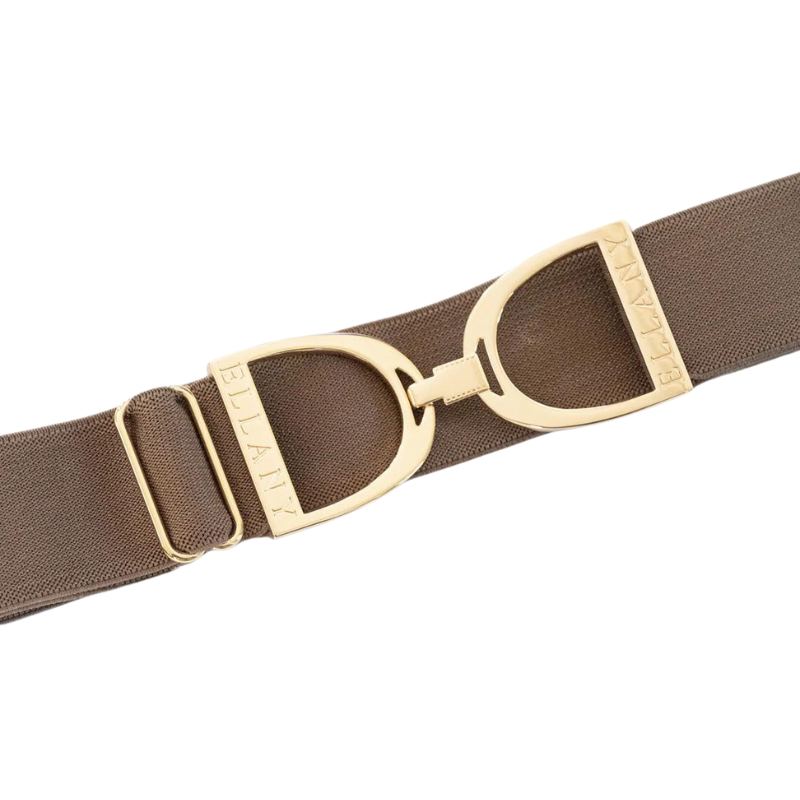 Cinturón elástico con estribo dorado de 1,5" - Cacao