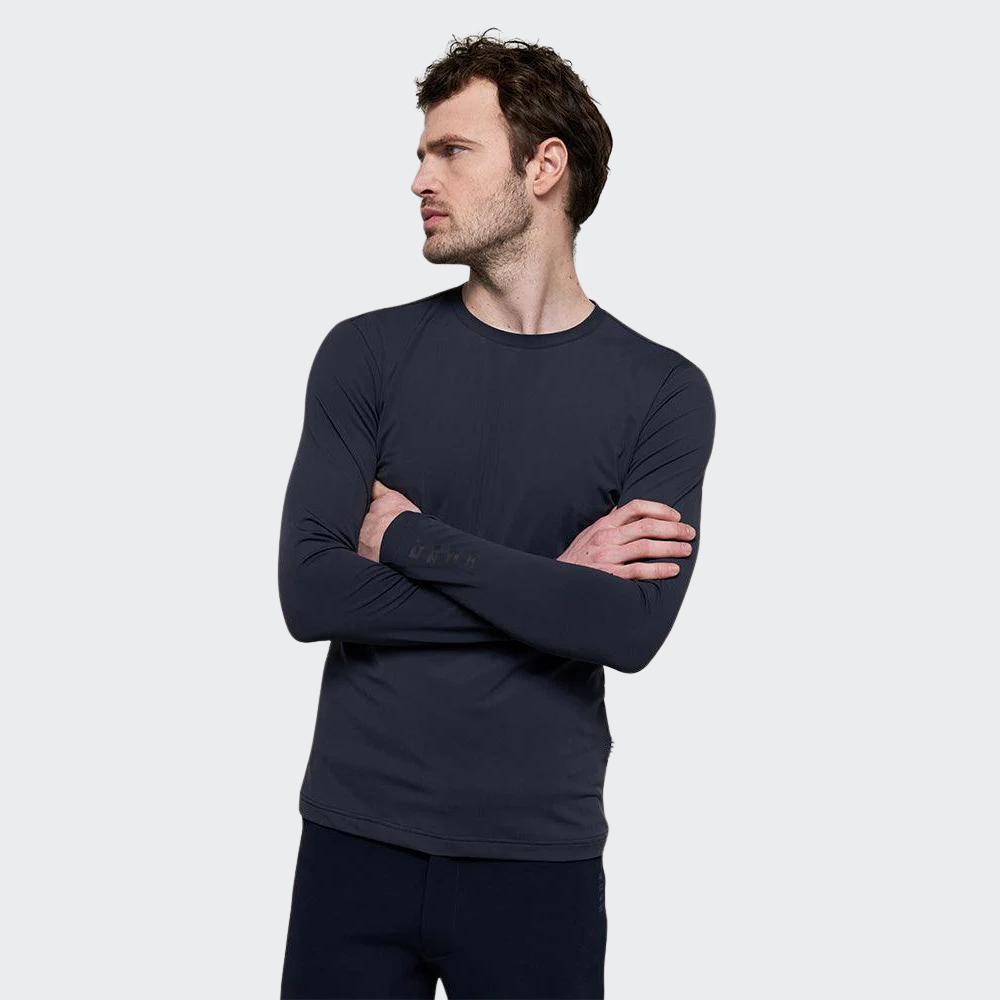 Mens Fellow Long Sleeve Technical Polo - Storm Grey