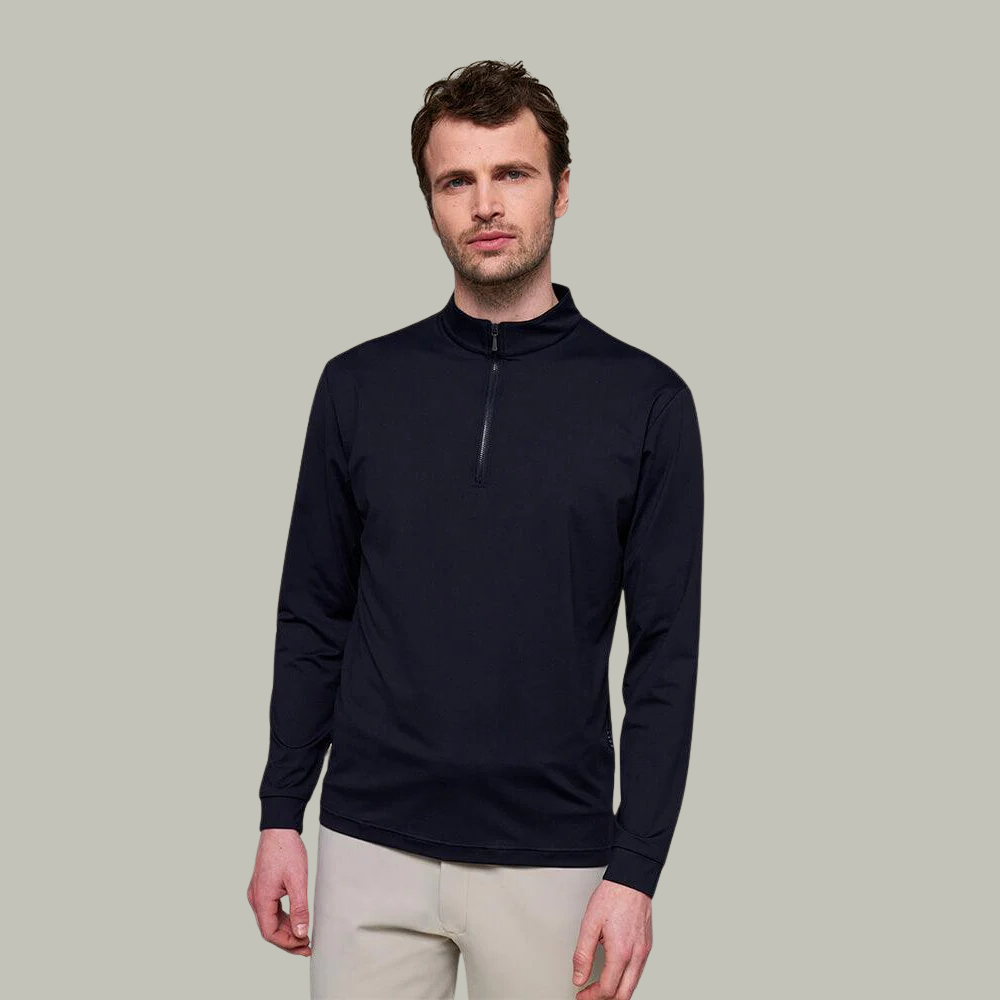 Mens Albe Long Sleeve Technical Polo - Black