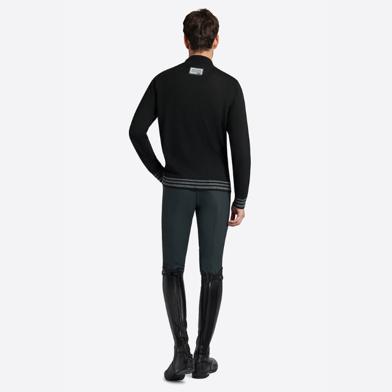 Mens RG Wool Blend Half Zip Sweater - Black