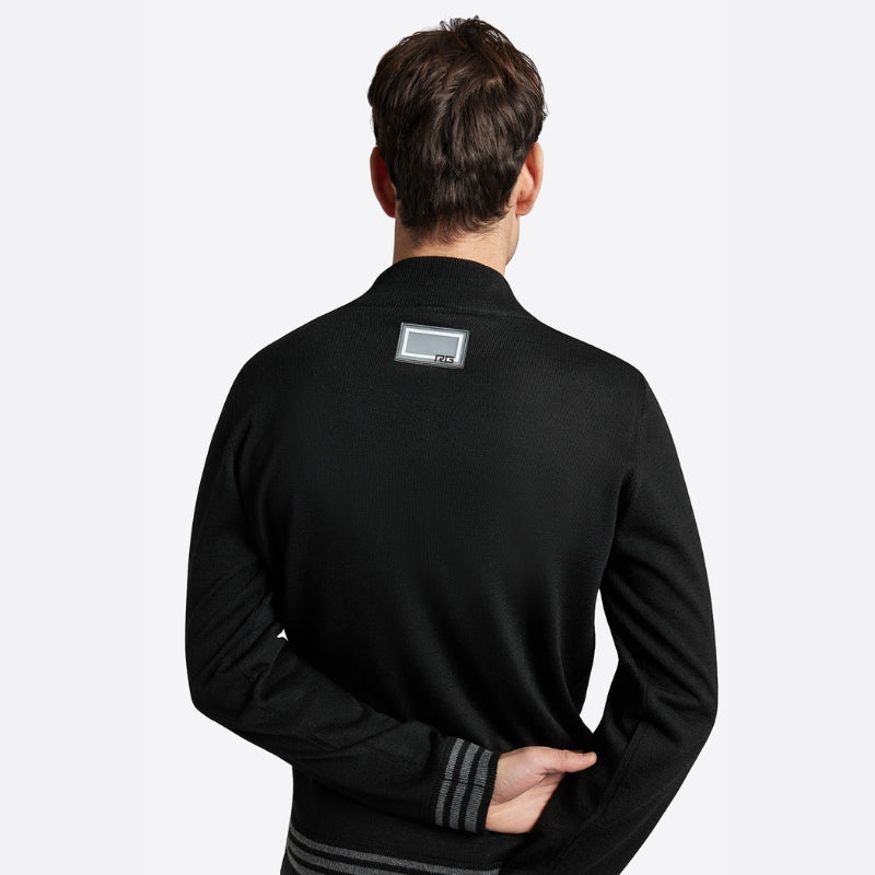 Mens RG Wool Blend Half Zip Sweater - Black