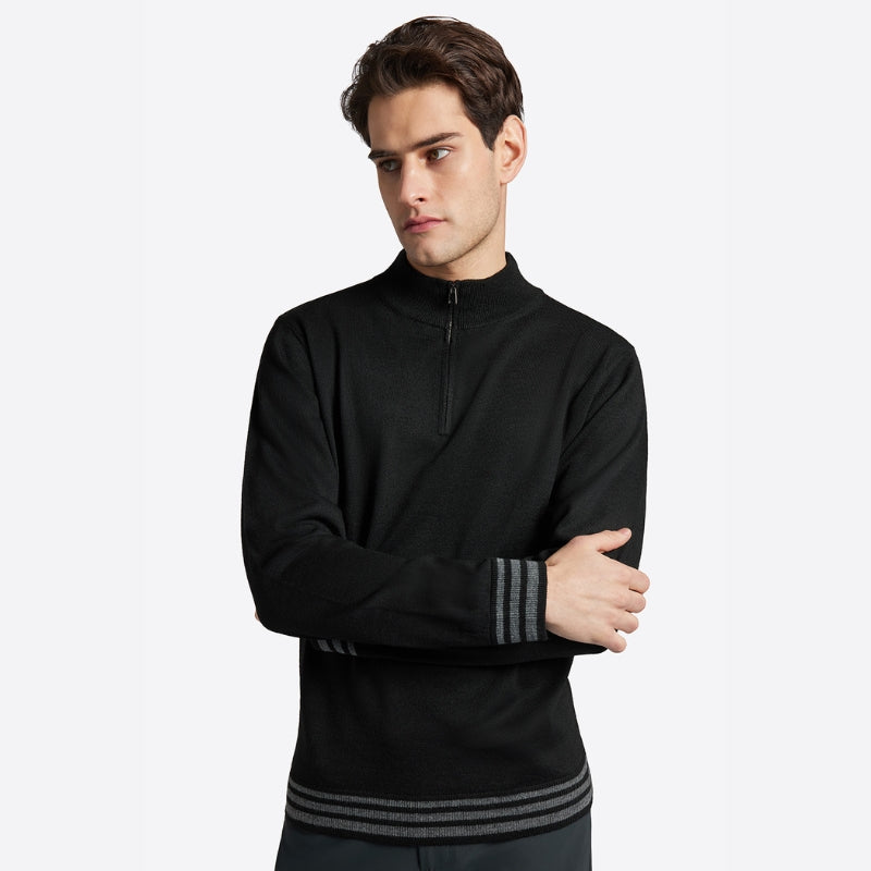 Mens RG Wool Blend Half Zip Sweater - Black