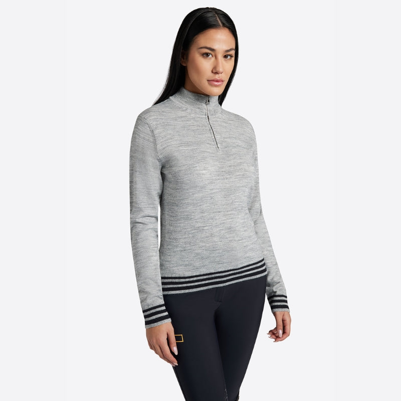 Ladies RG Wool Blend Half Zip Sweater - Grey