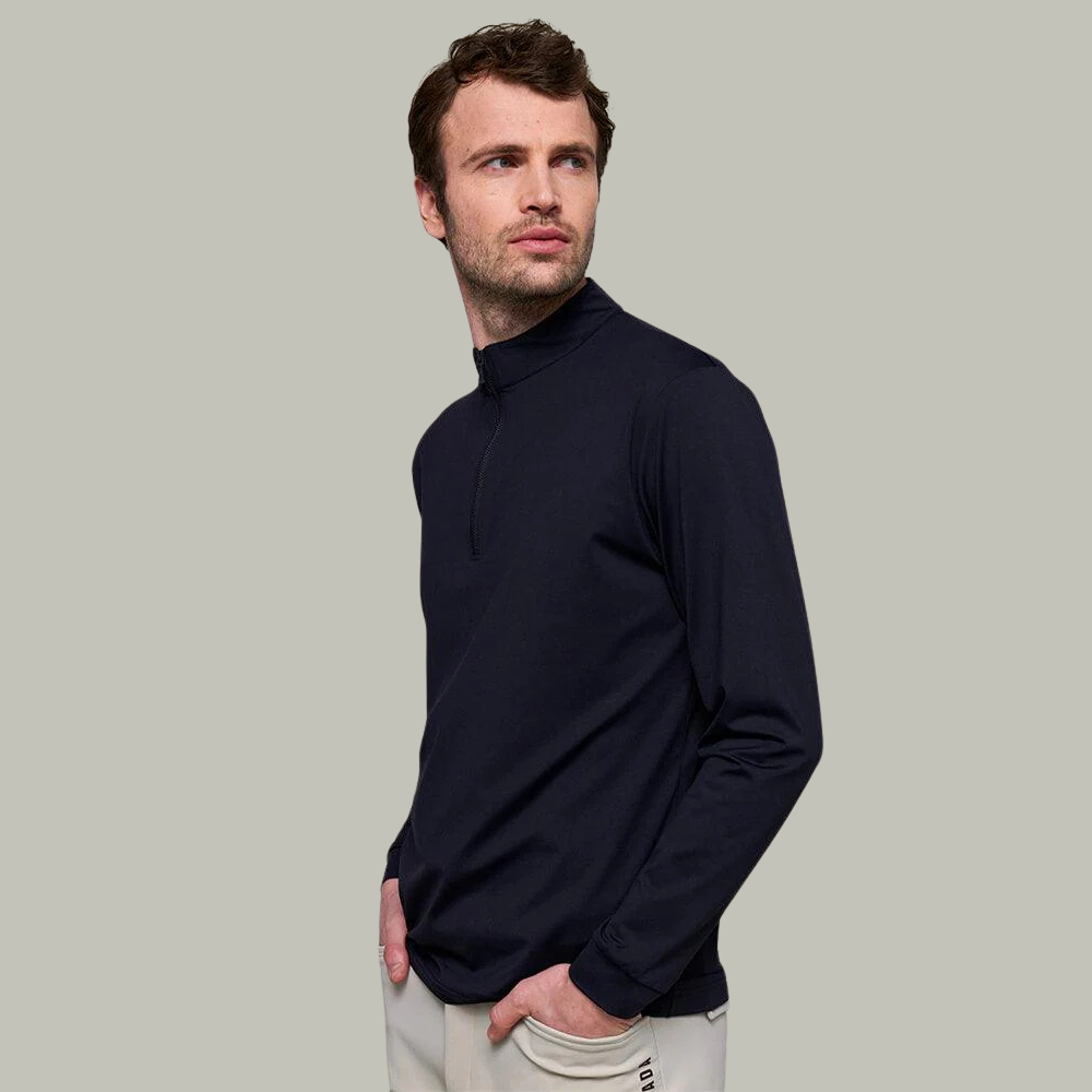 Mens Albe Long Sleeve Technical Polo - Black