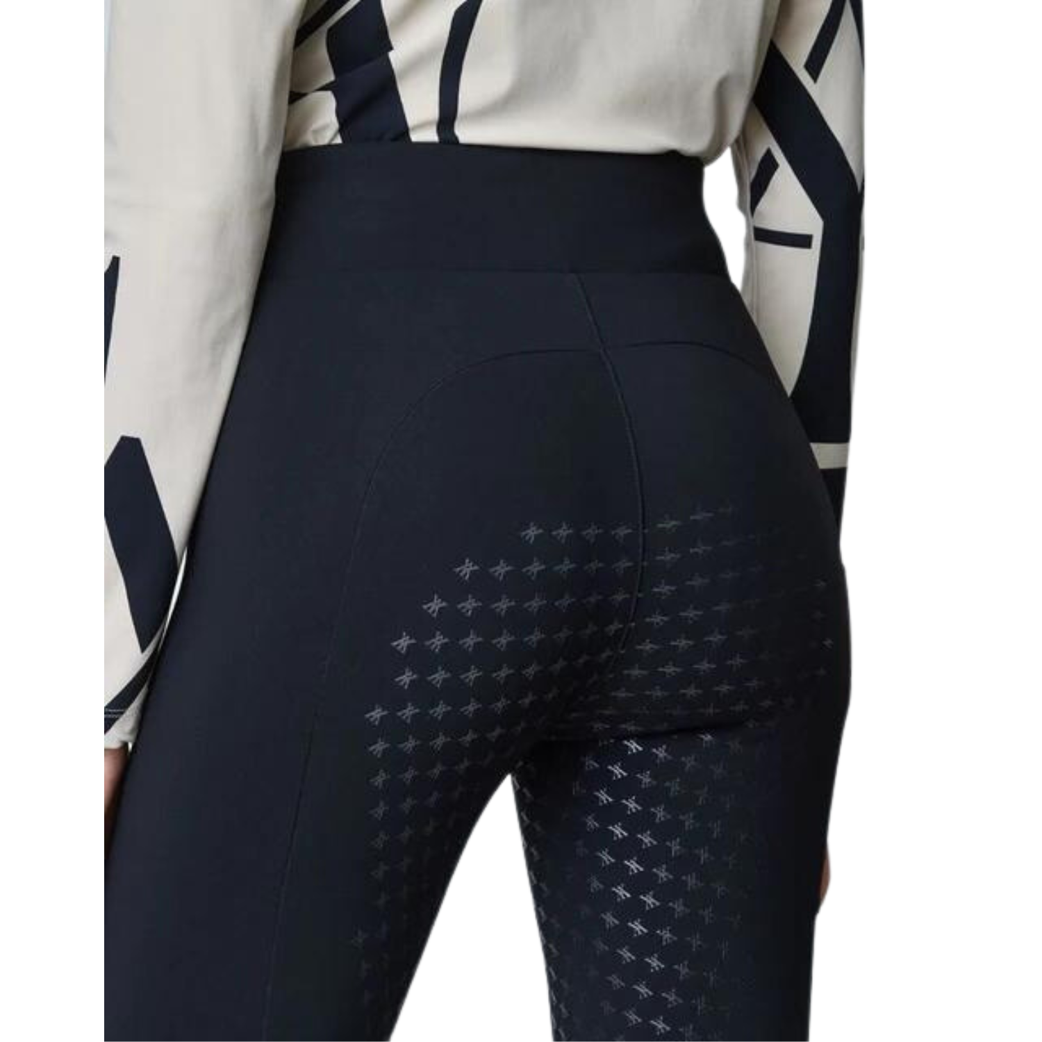 Ladies Compression Pull-On Knee Grip Breeches - Black