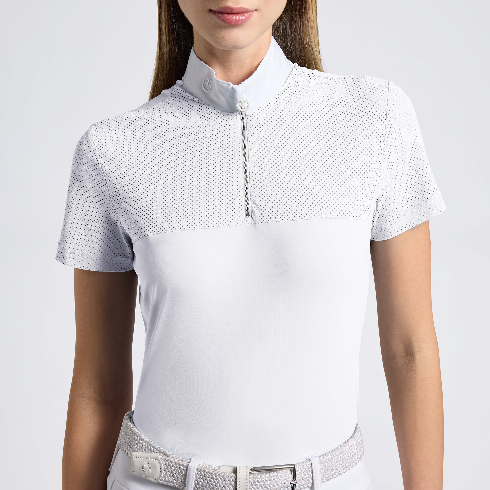 Ladies CT Perforated Jersey Inserts S/S Show Shirt - White