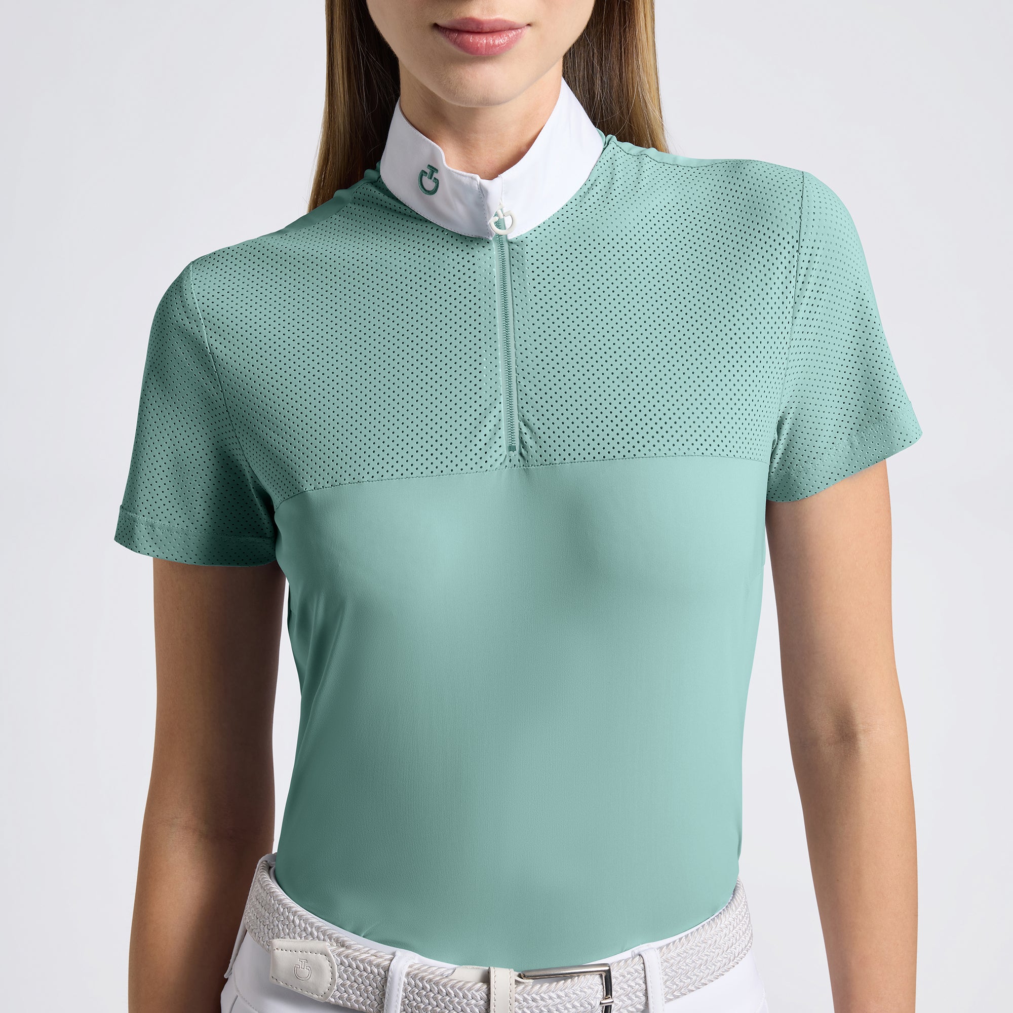 Ladies CT Perforated Jersey Inserts S/S Show Shirt - Teal