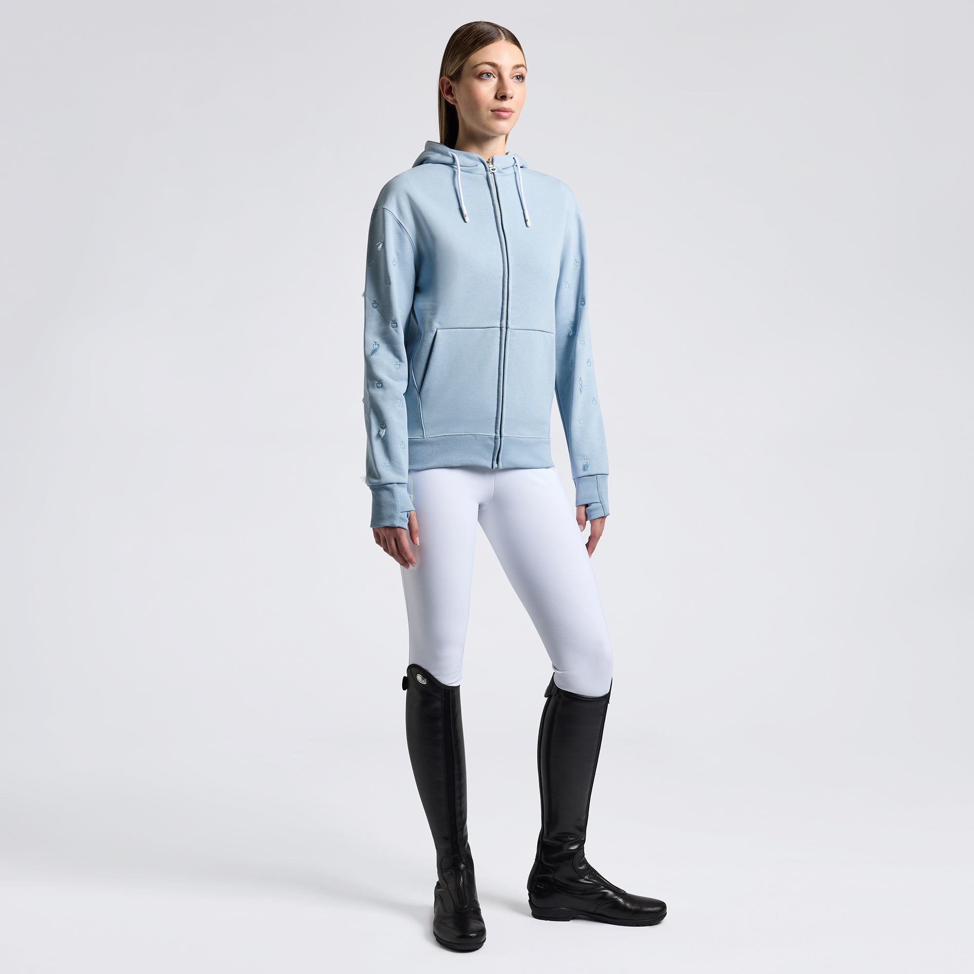 Ladies CT Diagonal Zip Hoodie | Baby Blue