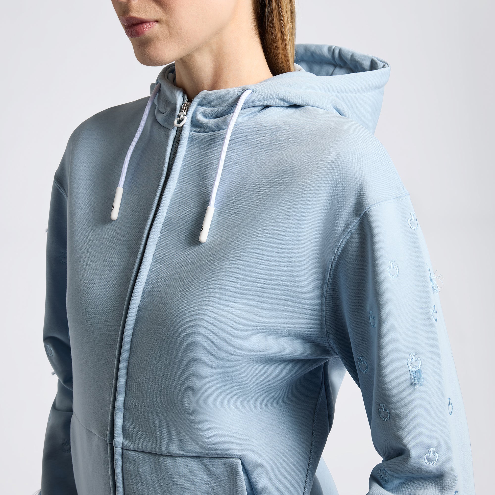 Ladies CT Diagonal Zip Hoodie | Baby Blue