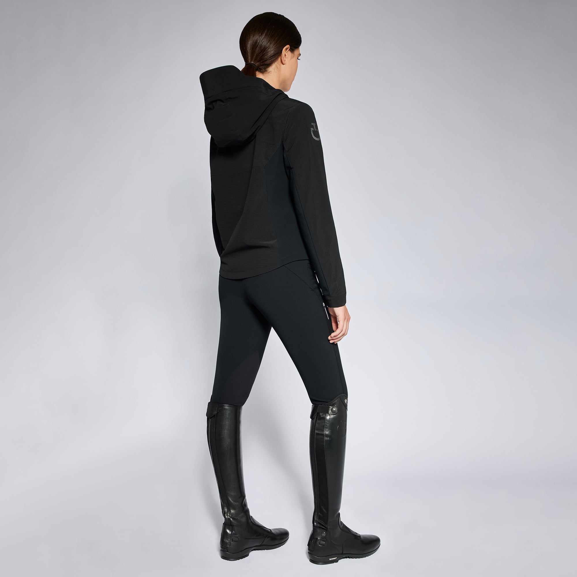 Ladies Revo Nylon Mesh Hooded Wind + Water Resistant Coat - Black