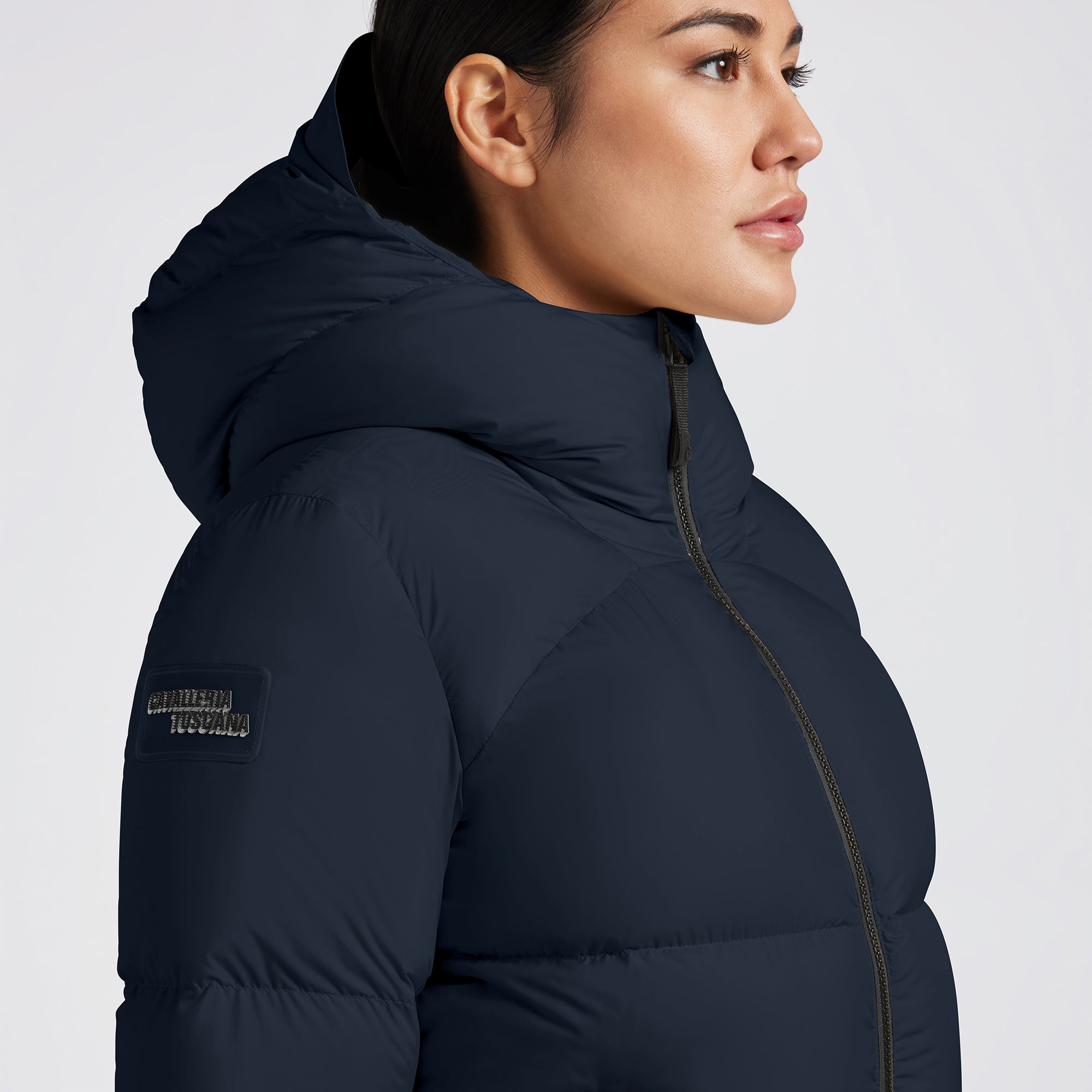 Ladies CT Hooded Down Padded Coat - Navy