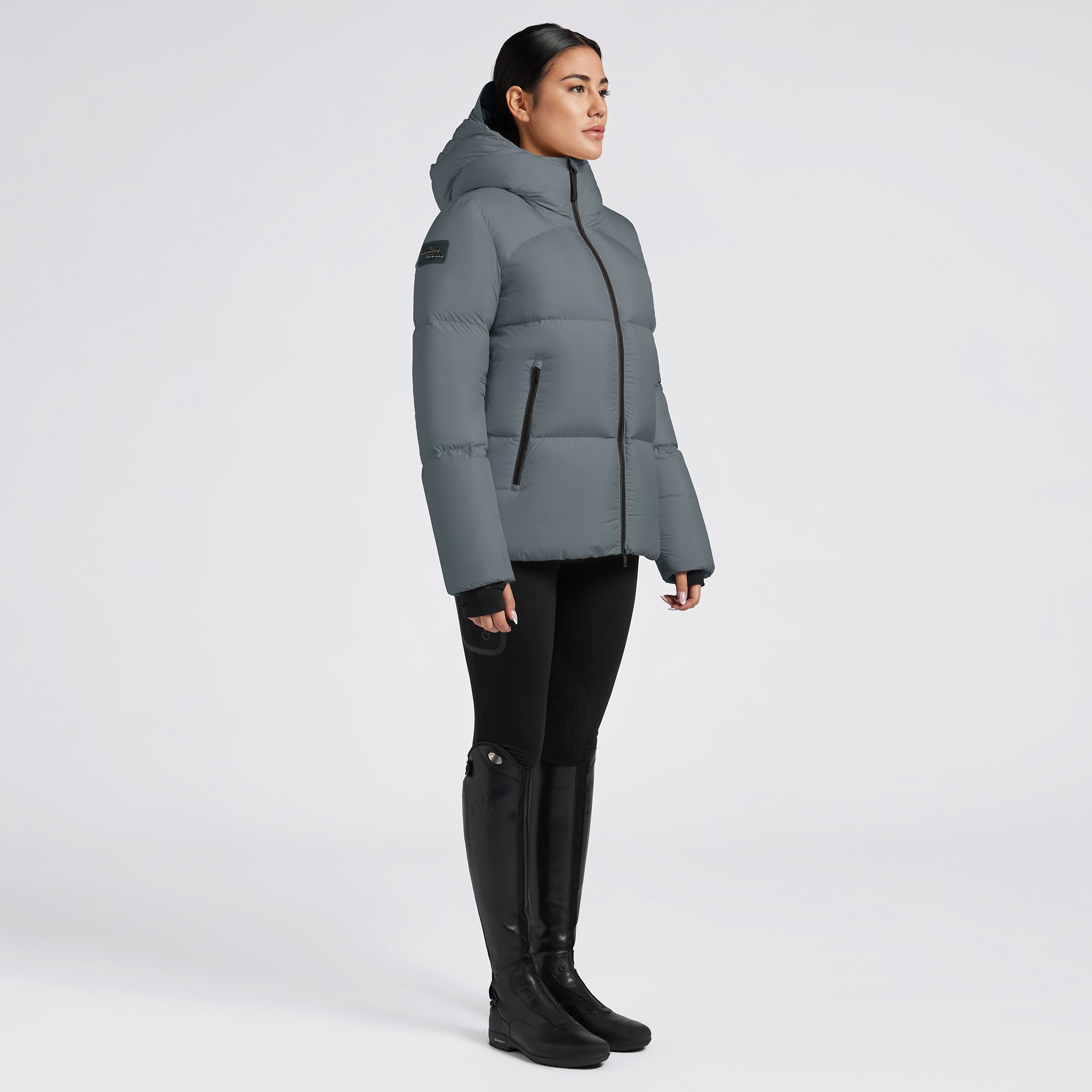 Ladies CT Hooded Down Padded Coat - Stormy Grey