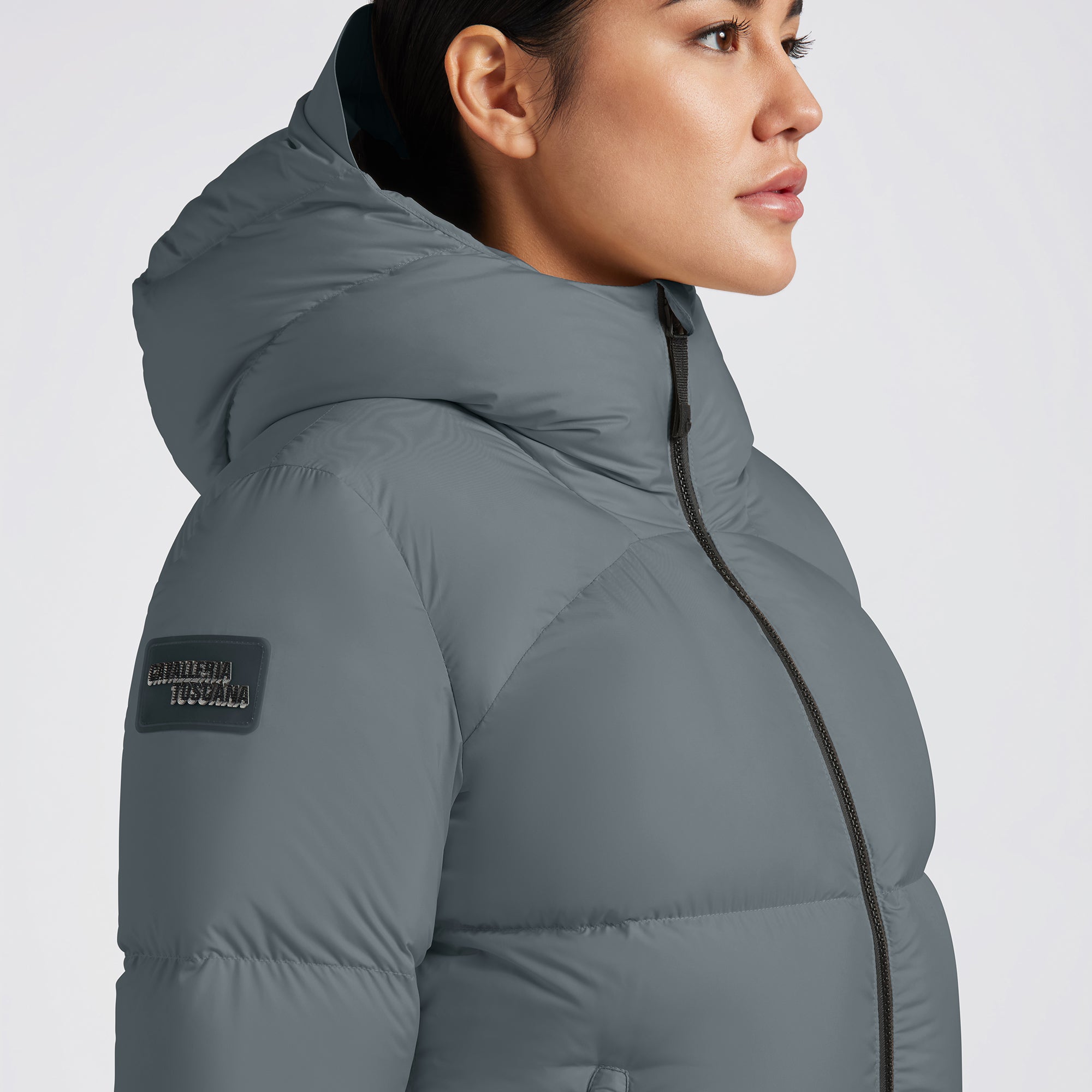 Ladies CT Hooded Down Padded Coat - Stormy Grey