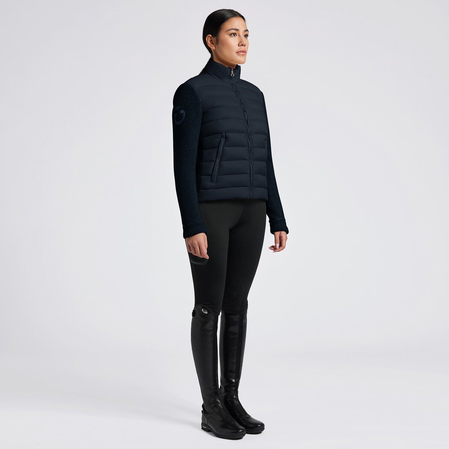 Ladies CT Nylon Quilted + Fleece Zip Up Coat - Navy