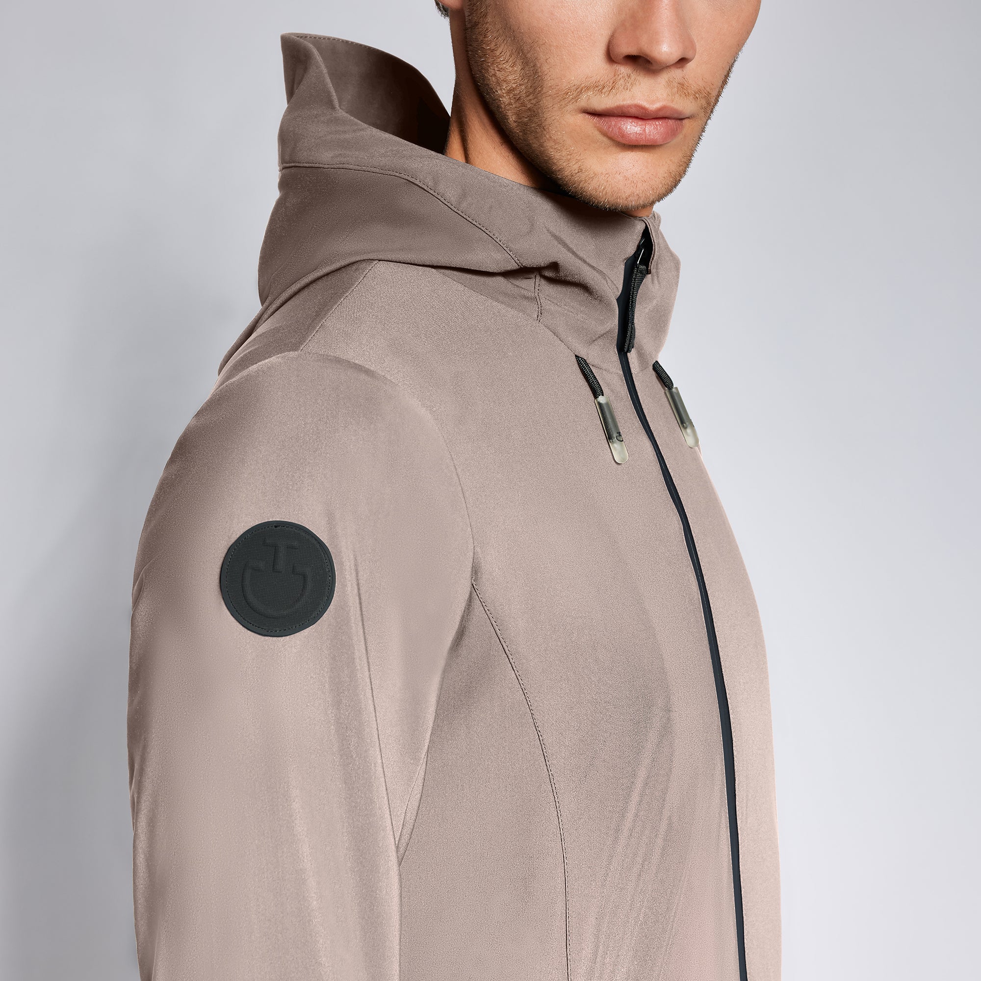Mens Hooded Softshell Coat - Taupe