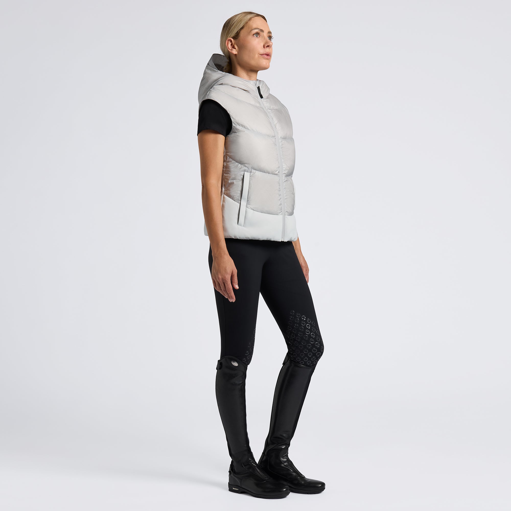 Ladies CT Hooded Down Padded Vest - Light Grey