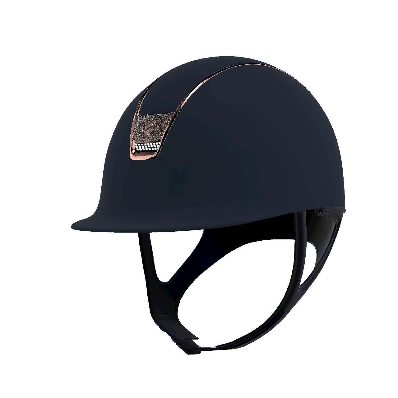 2.0 Shadowmatt Crystal Fabric - Navy/Rose Gold helmet left sideview