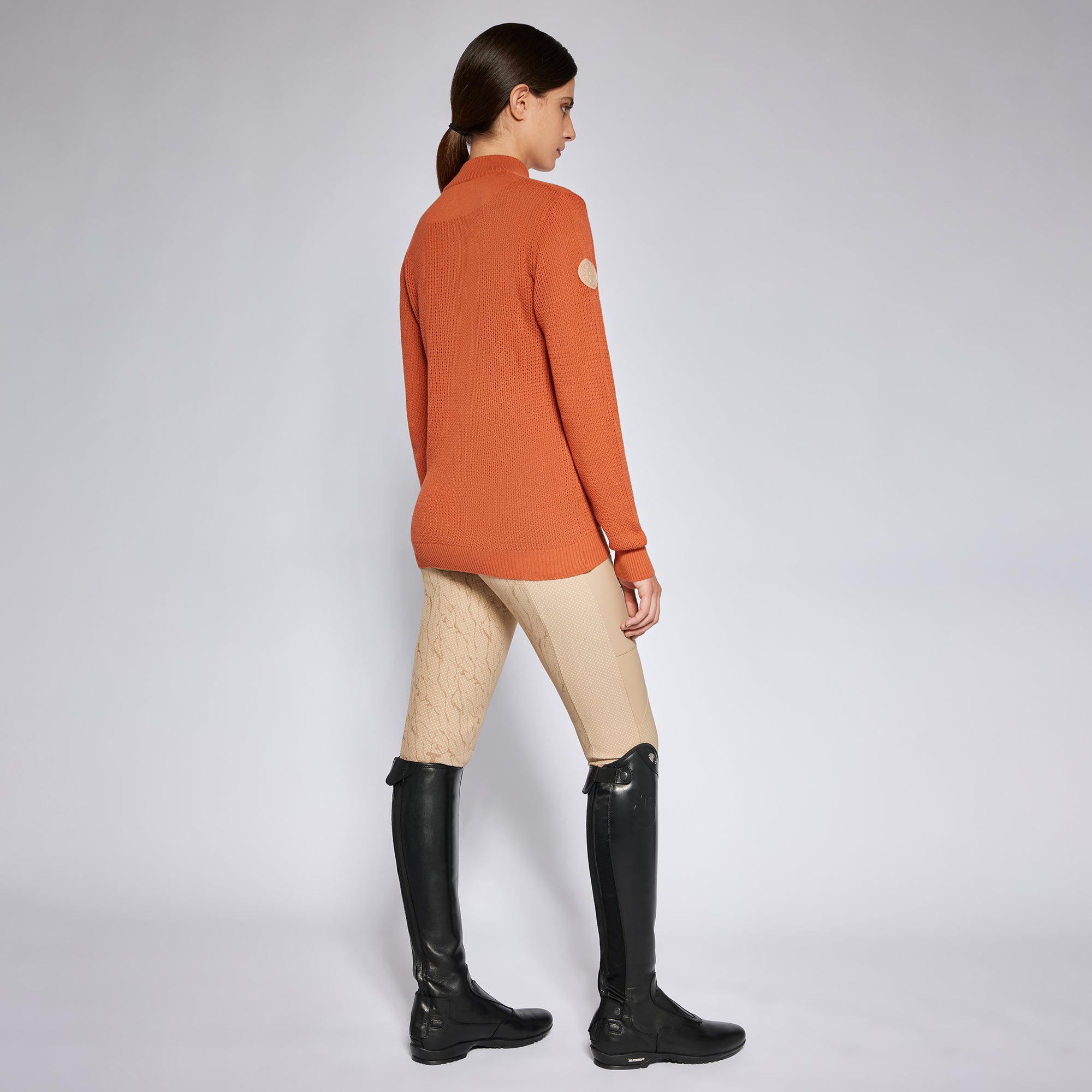 Ladies CT Cotton Half Zip Sweater - Burnt Orange
