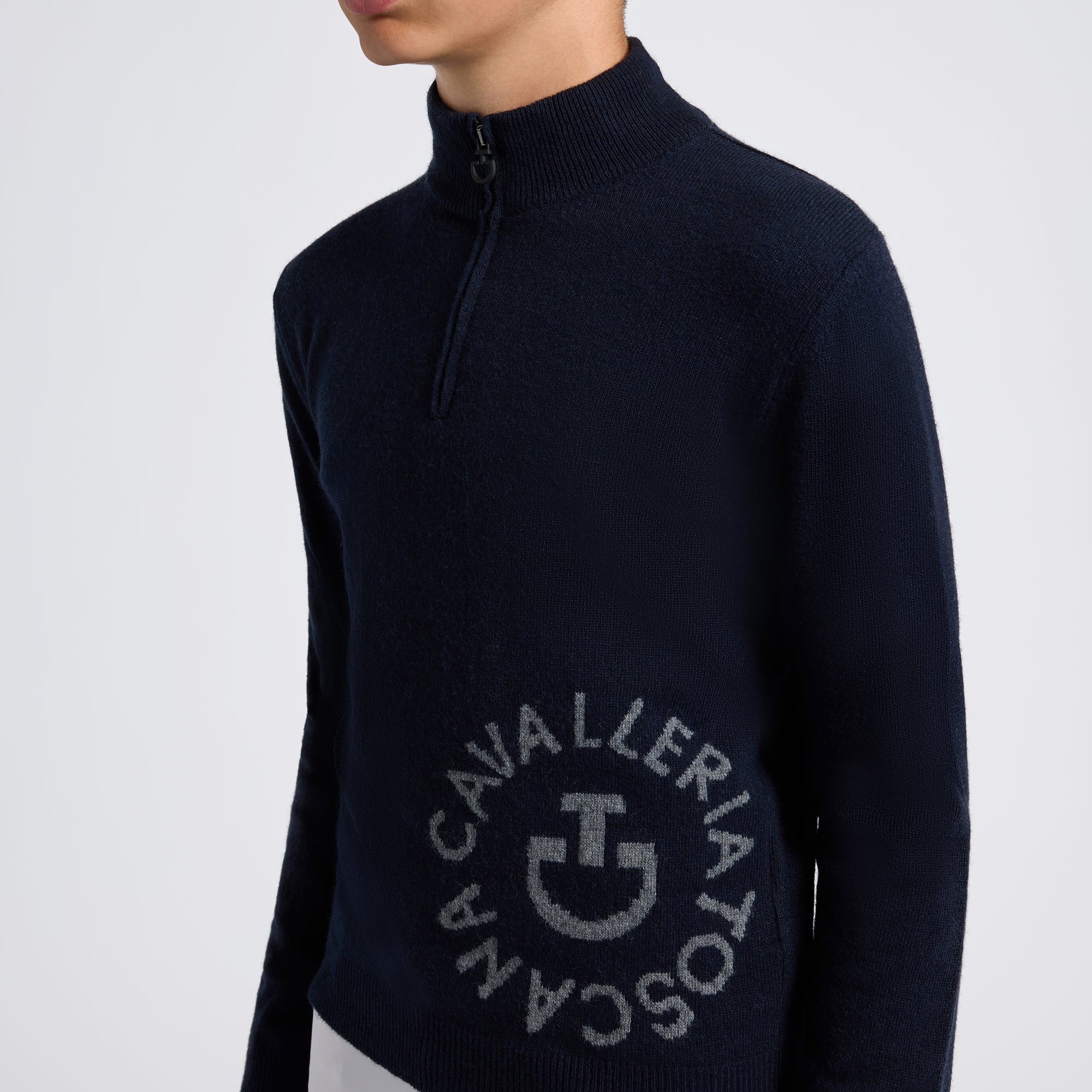 Boys CT Orbit Half Zip Cashmere Blend Sweater - Navy