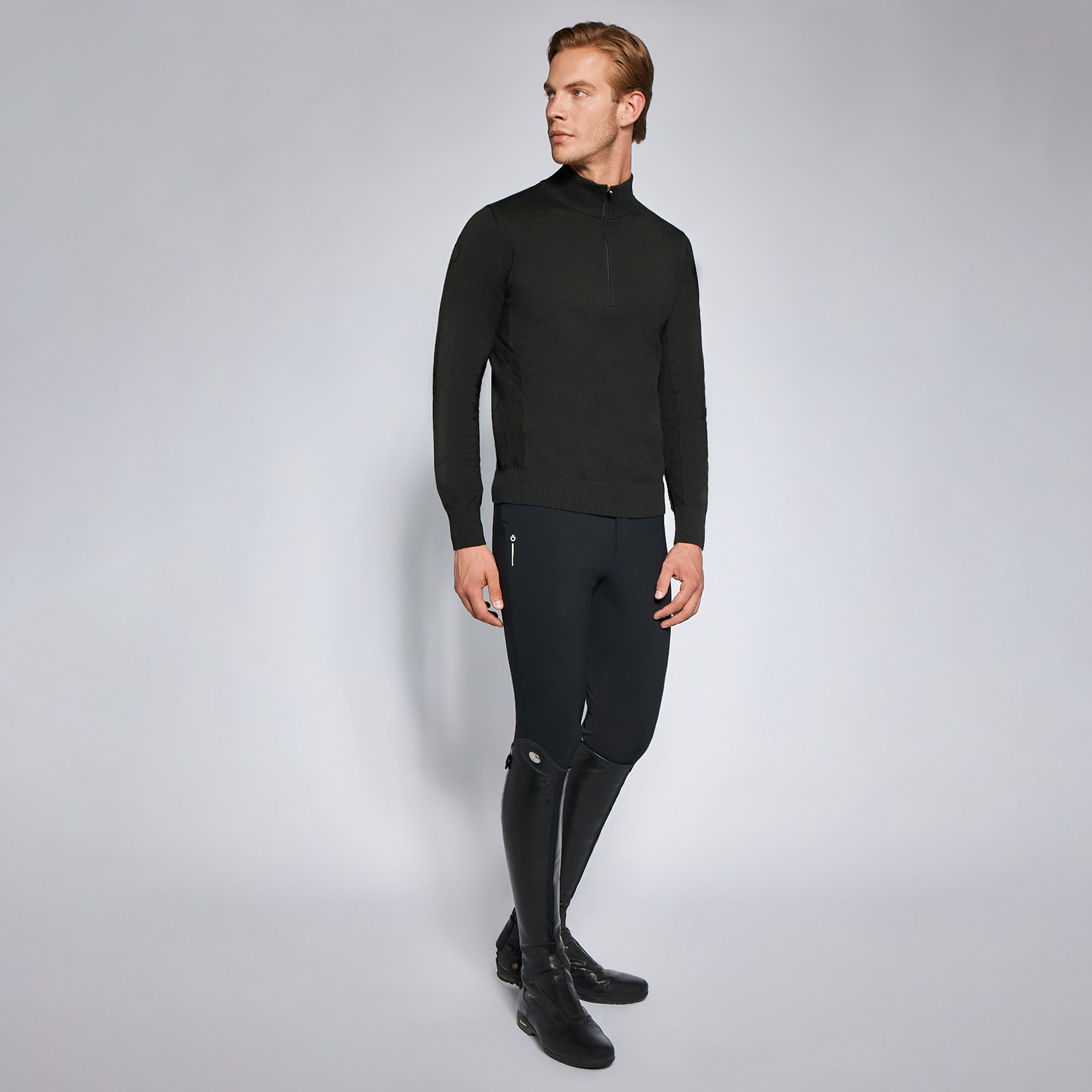 Mens Revo Sport Knit Half Zip Sweater - Black