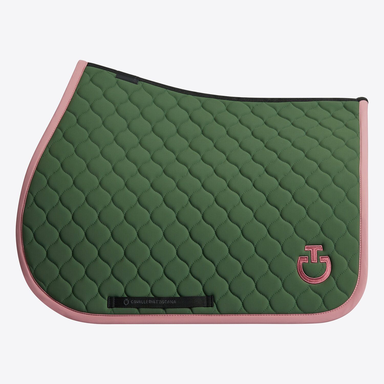 Circular Quilted Jumping Saddle Pad - Green/Pink